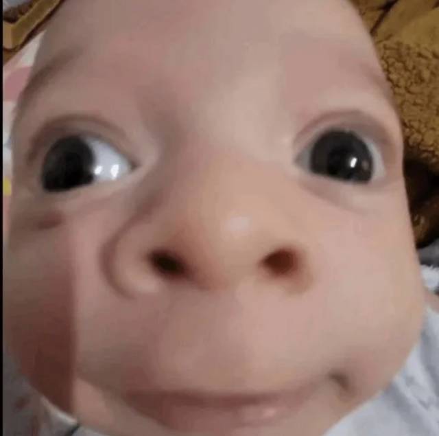 Side Eye Baby giving the legendary skeptical side eye directly into the camera